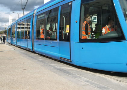 Fête du Tram : son arrivée à Orgeval en 2011.